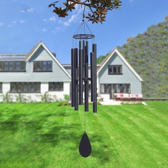 NEW IN BOX Double Wind Chime 46 in. H, Harmonic harmonic Tubes, black - Picture 1 of 6